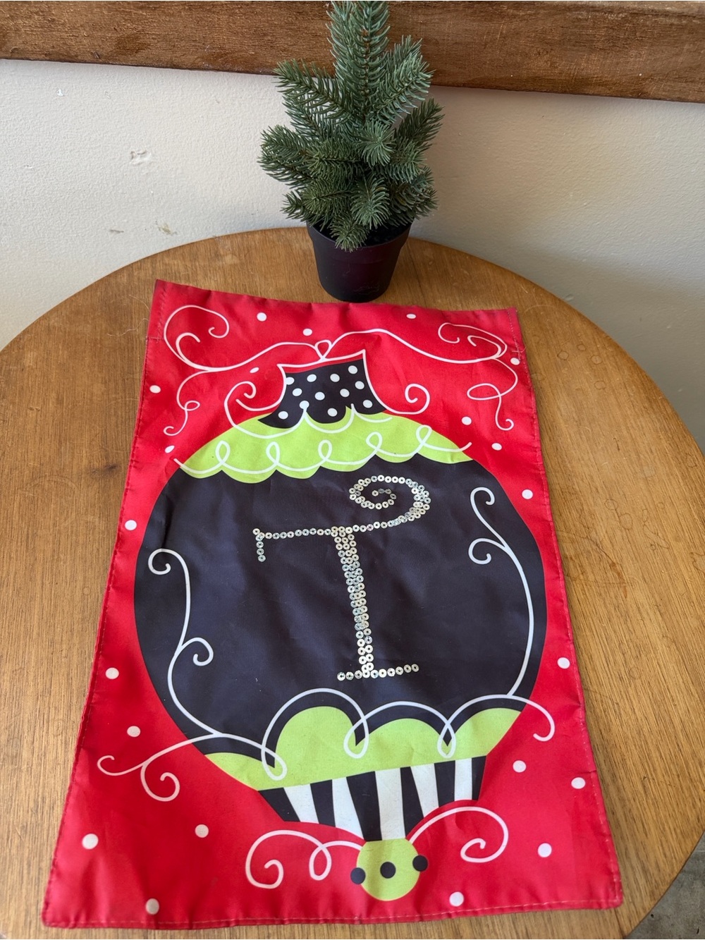 Personalized “T” Christmas Ornament Monogram outdoor heavy duty garden flag